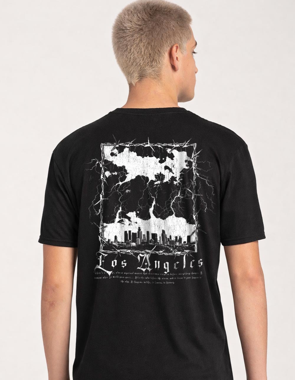 LOS ANGELES Storm Barbed Wire Unisex Tee - BLACK