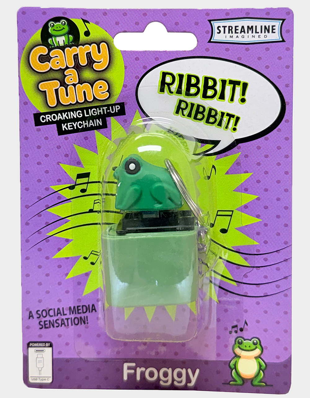 Frog Rechargeable Clicker Keychain - GREEN