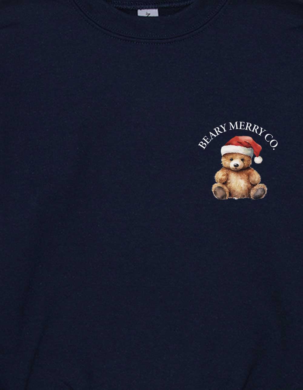 BEAR Beary Merry Unisex Kids Crewneck Sweatshirt - NAVY