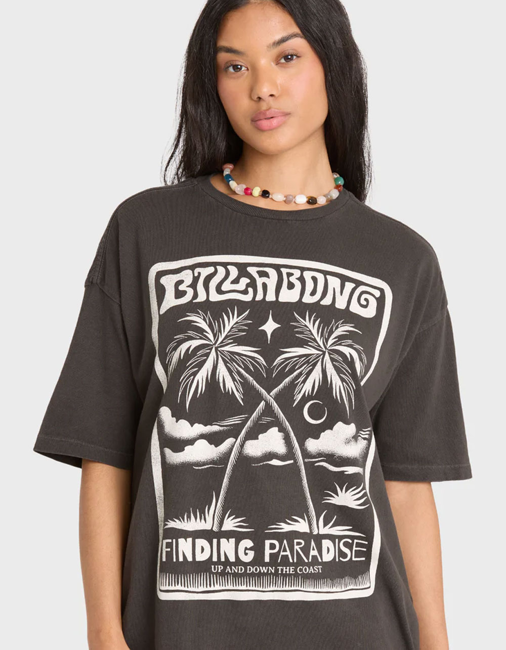 BILLABONG Tropical Filmore Womens Oversized Tee - BLACK