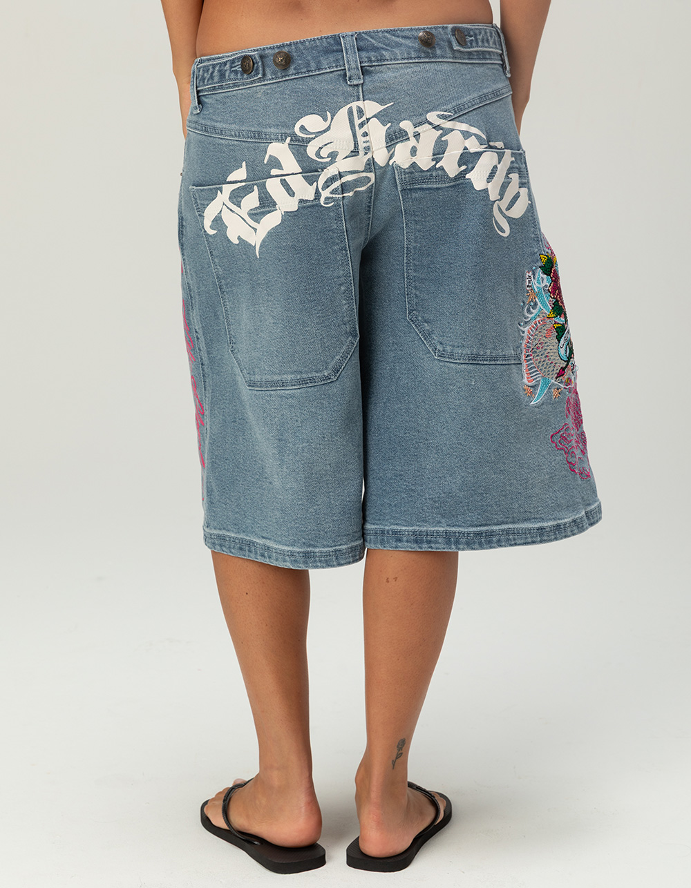 ED HARDY Flower Diamond Womens Jorts - DENIM - 24 | Tillys