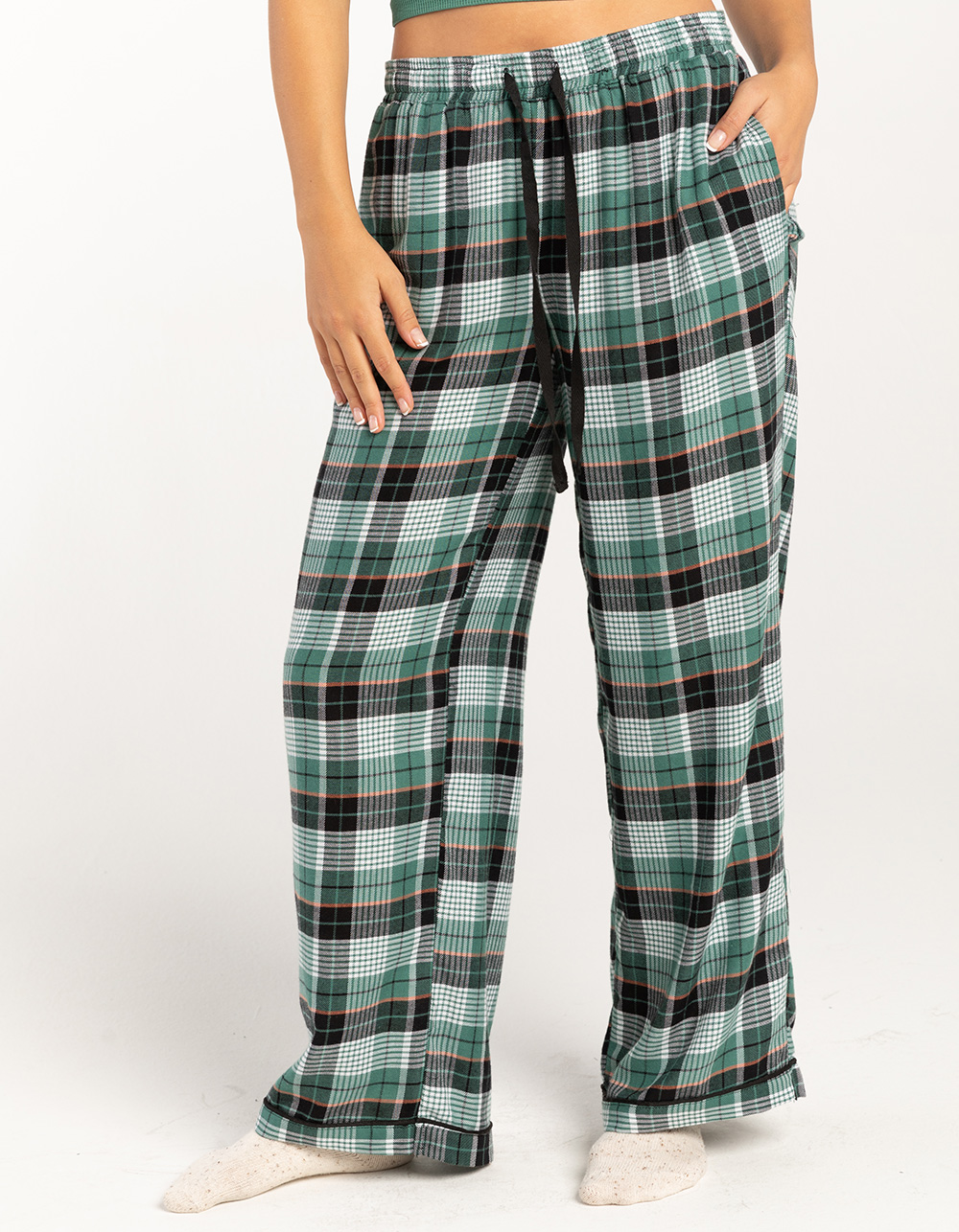 FULL TILT Plaid Womens Pajama Pants - GREEN COMBO | Tillys
