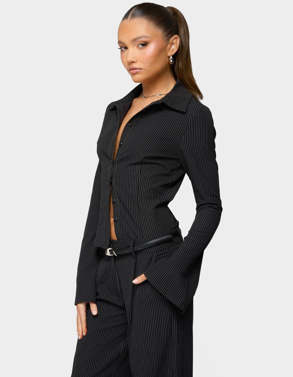 EDIKTED Pinstripe Tailored Button Up Shirt