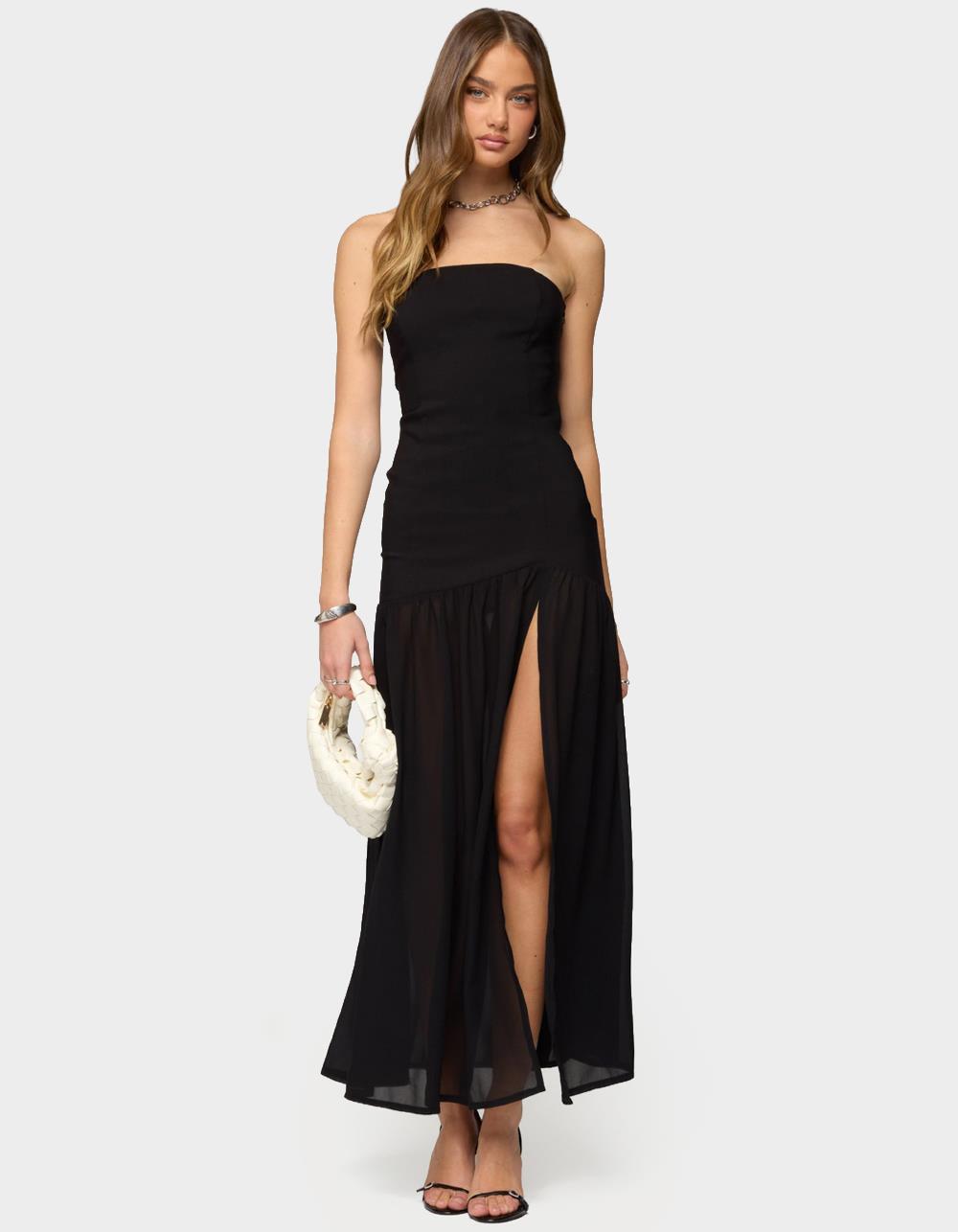 EDIKTED Marisa Strapless Maxi Dress - BLACK
