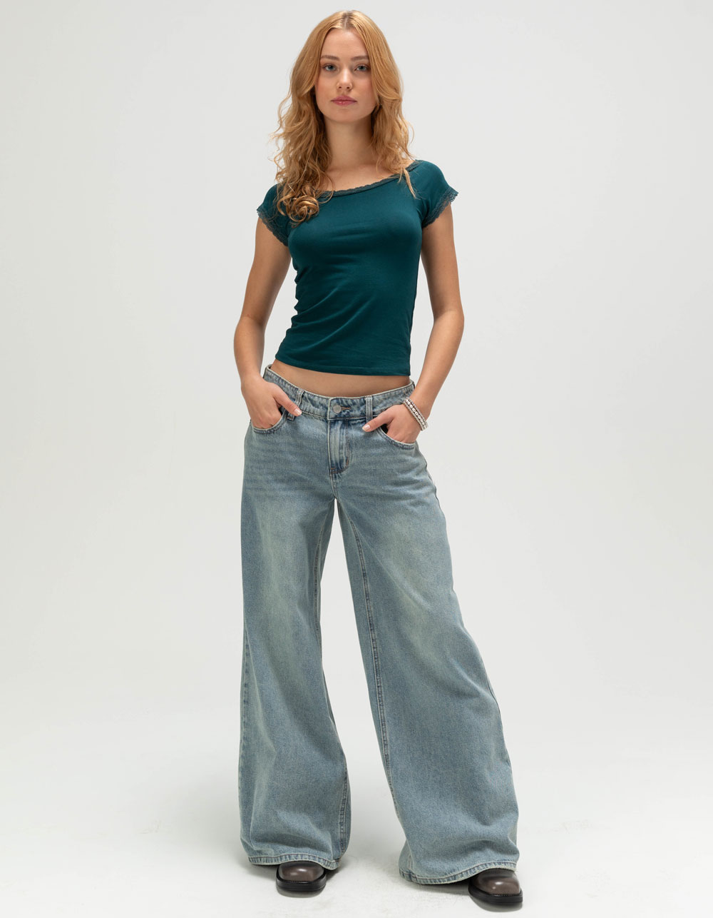 TILLYS Lace Trim Womens Tee