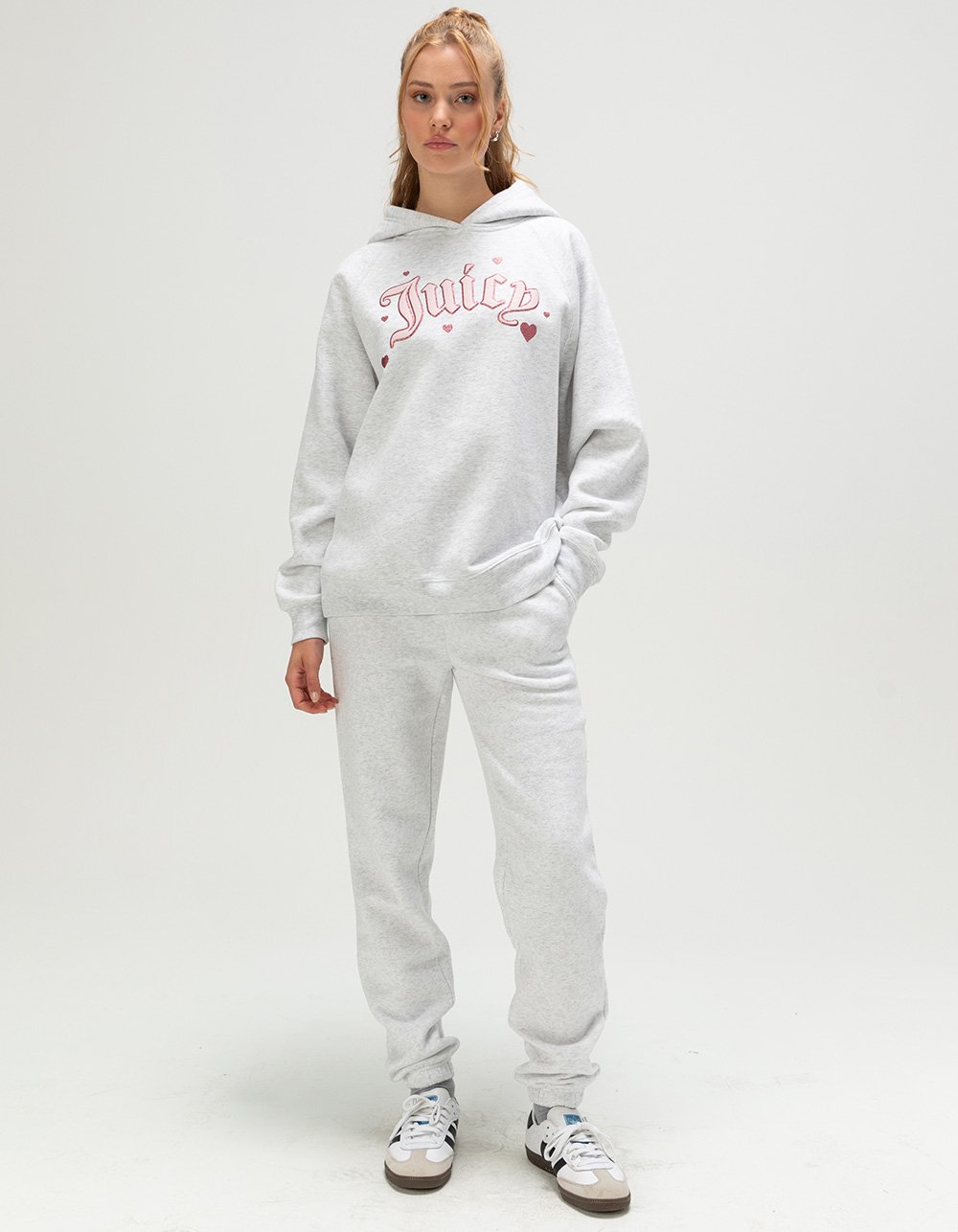 JUICY COUTURE Womens Oversized Hoodie - HEATHER GRAY