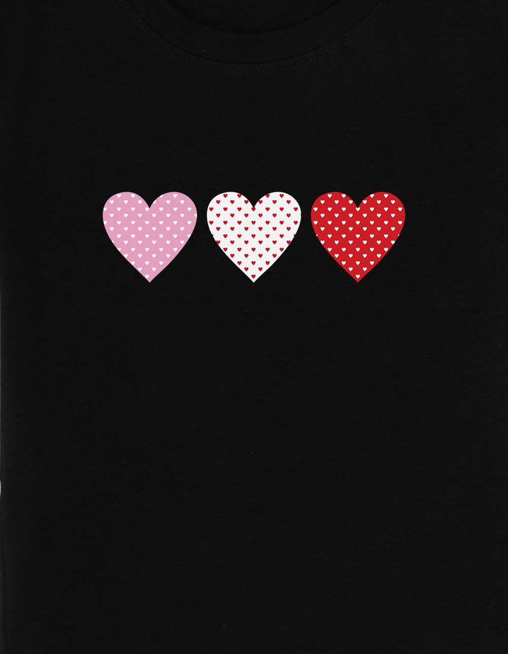 HEARTS Mini Heart Trio Womens Baby Tee - BLACK