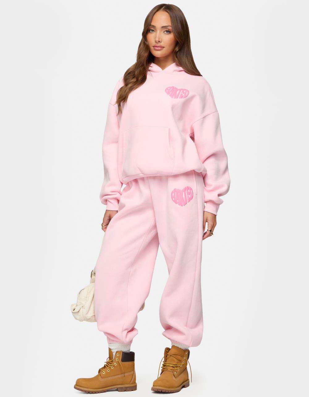 Edikted Major Love Hoodie - LIGHT PINK