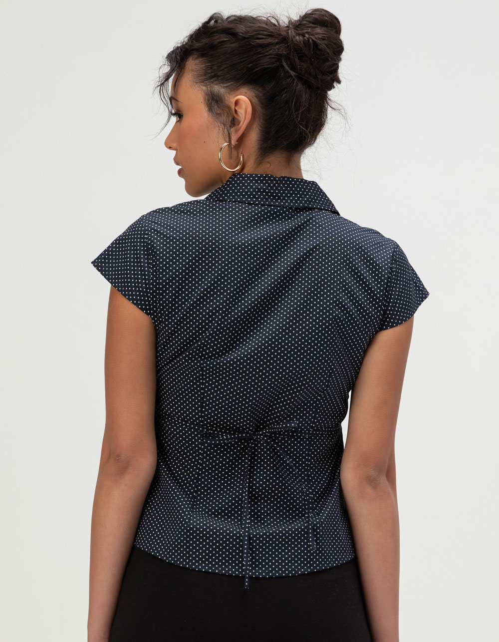 RSQ Womens Polka Dot Button Up Shirt - NAVY