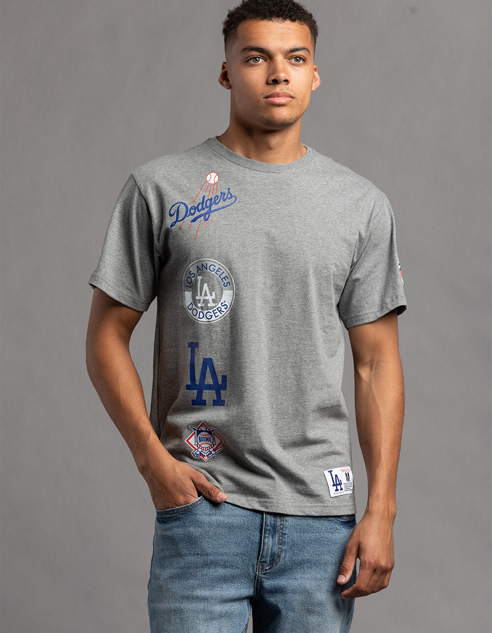 MITCHELL & NESS Los Angeles Dodgers Mens Tee - HEATHER GRAY