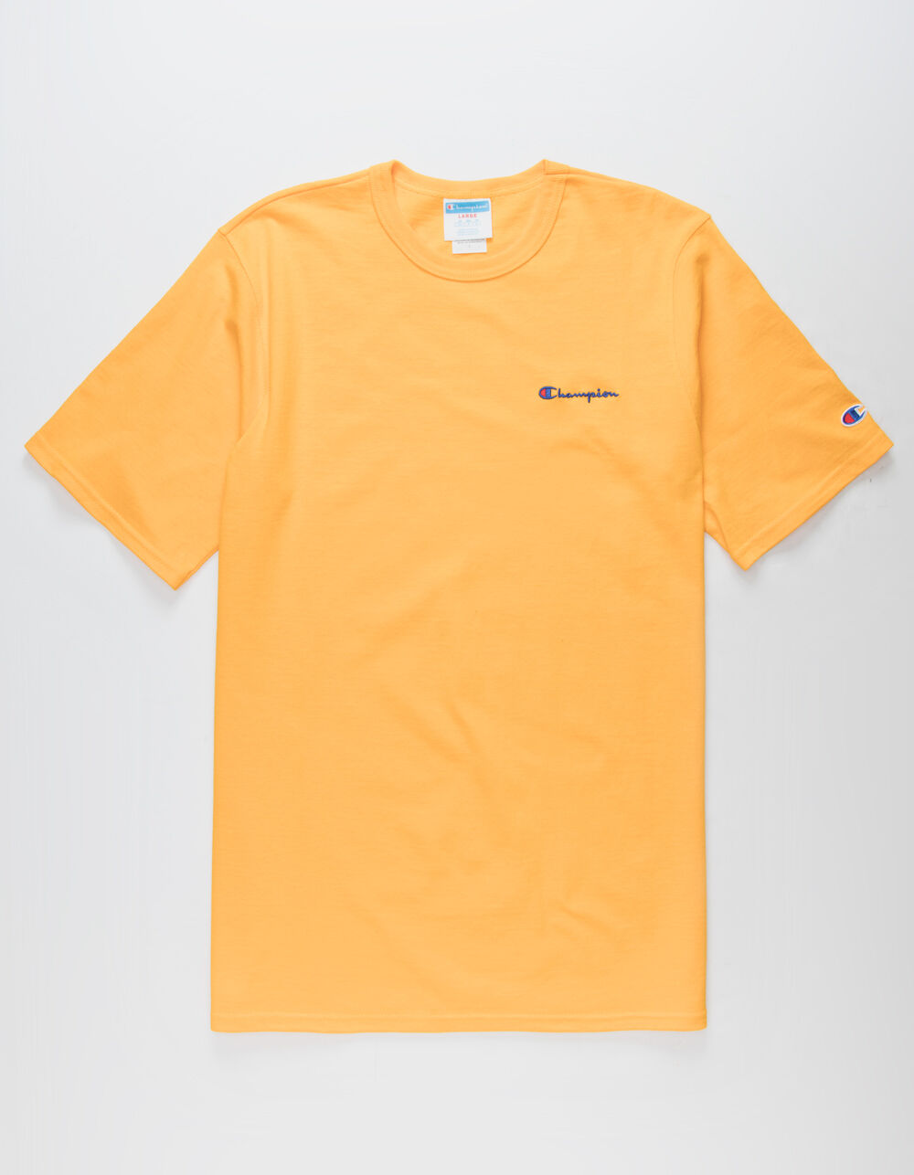 CHAMPION Embroidered Script Logo Gold & Blue Mens T-Shirt - GOLD | Tillys
