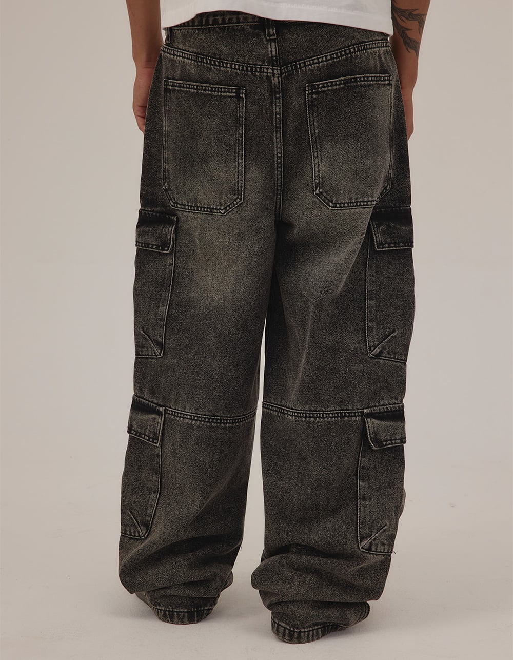 RSQ Mens Extra Baggy Cargo Jeans - BLACK