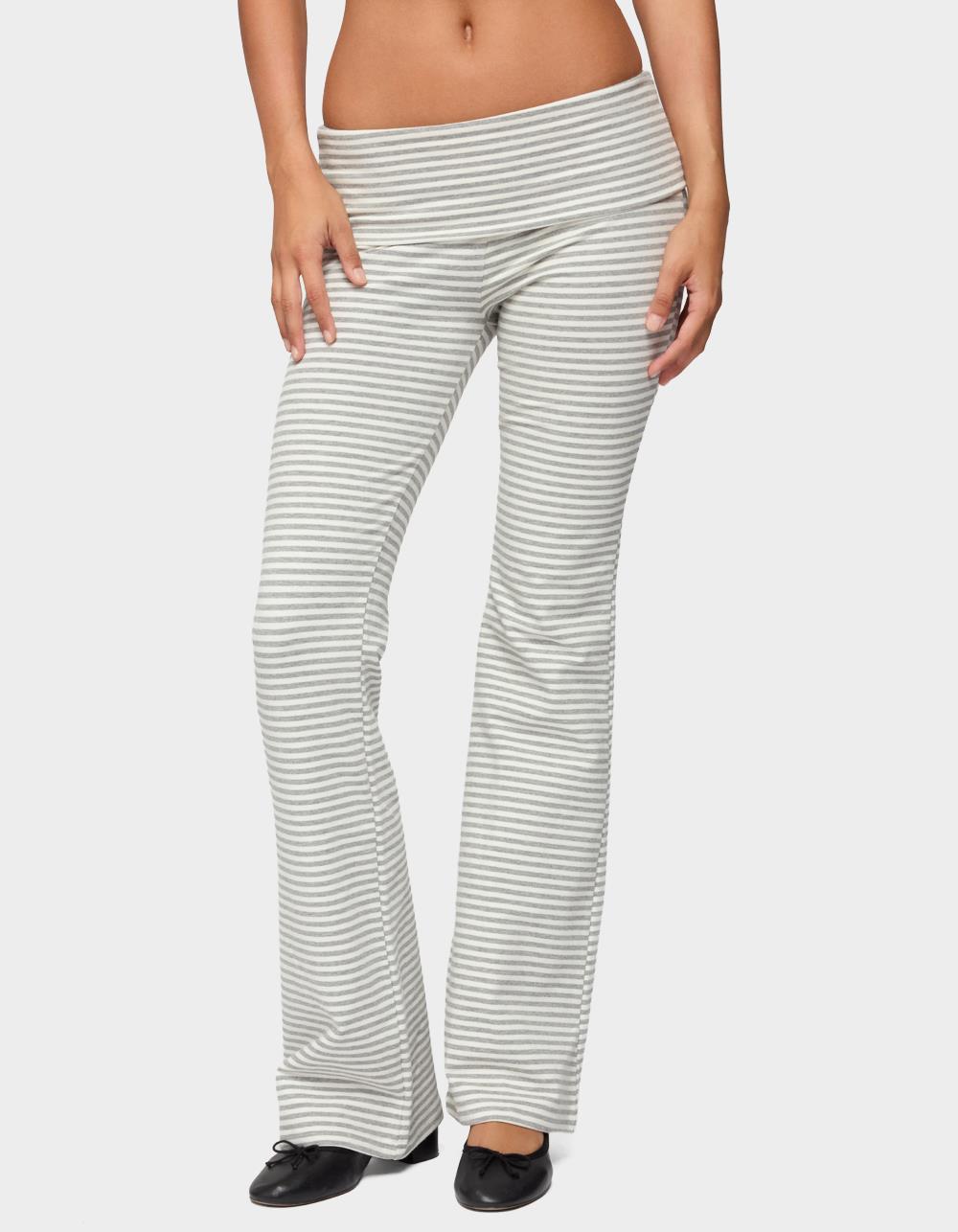 EDIKTED Kaeli Stripey Flared Leggings - GRAY