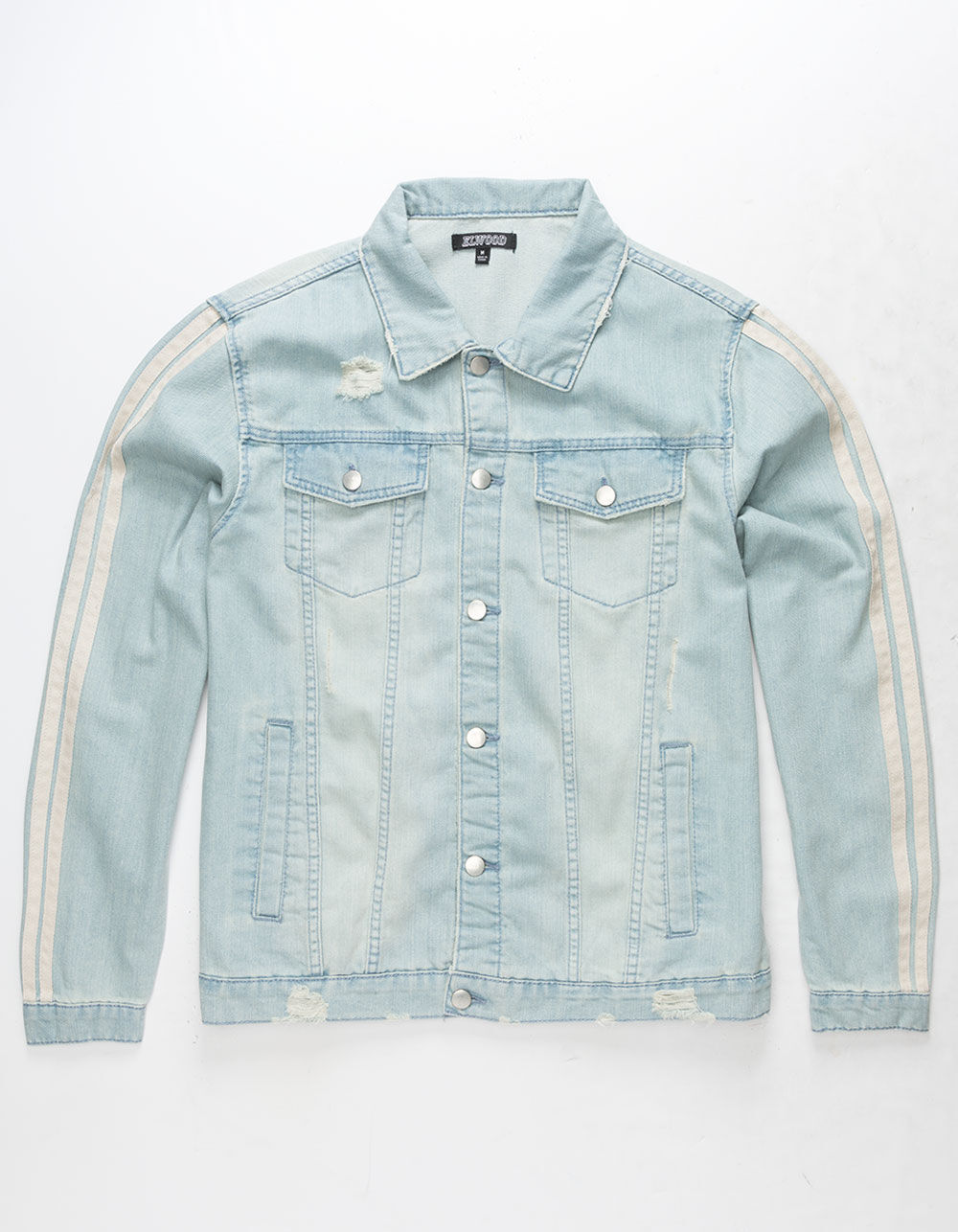 ELWOOD Double Tap Truckstop Mens Ripped Denim Jacket LIGHT WASH Tillys