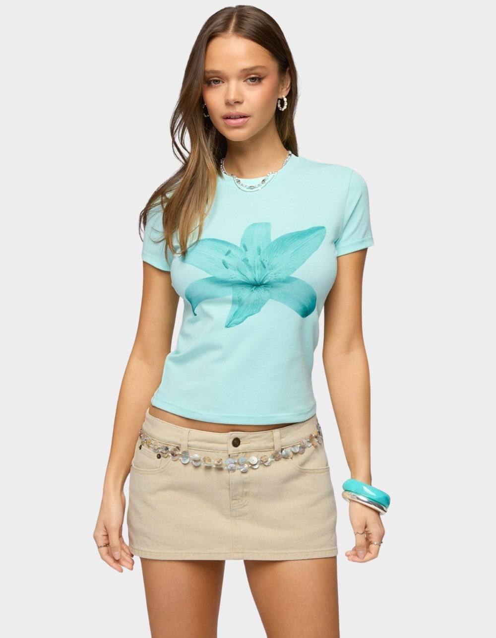 EDIKTED Daylily Tee - TURQUOISE