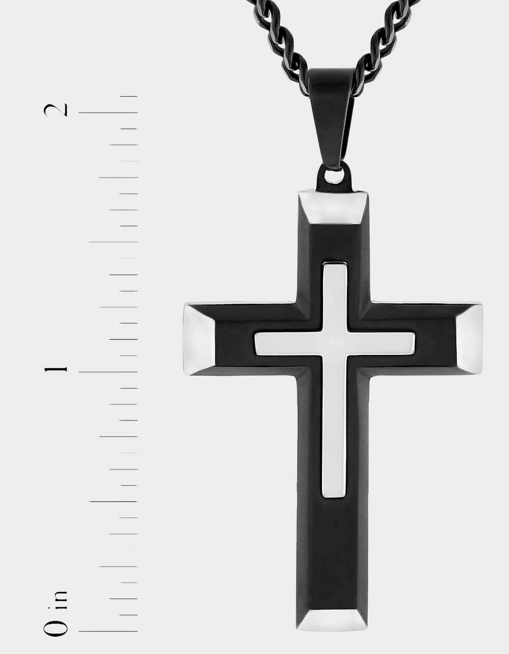 STEEL NATION Stainless Steel With Black IP Cross Pendant - BLACK