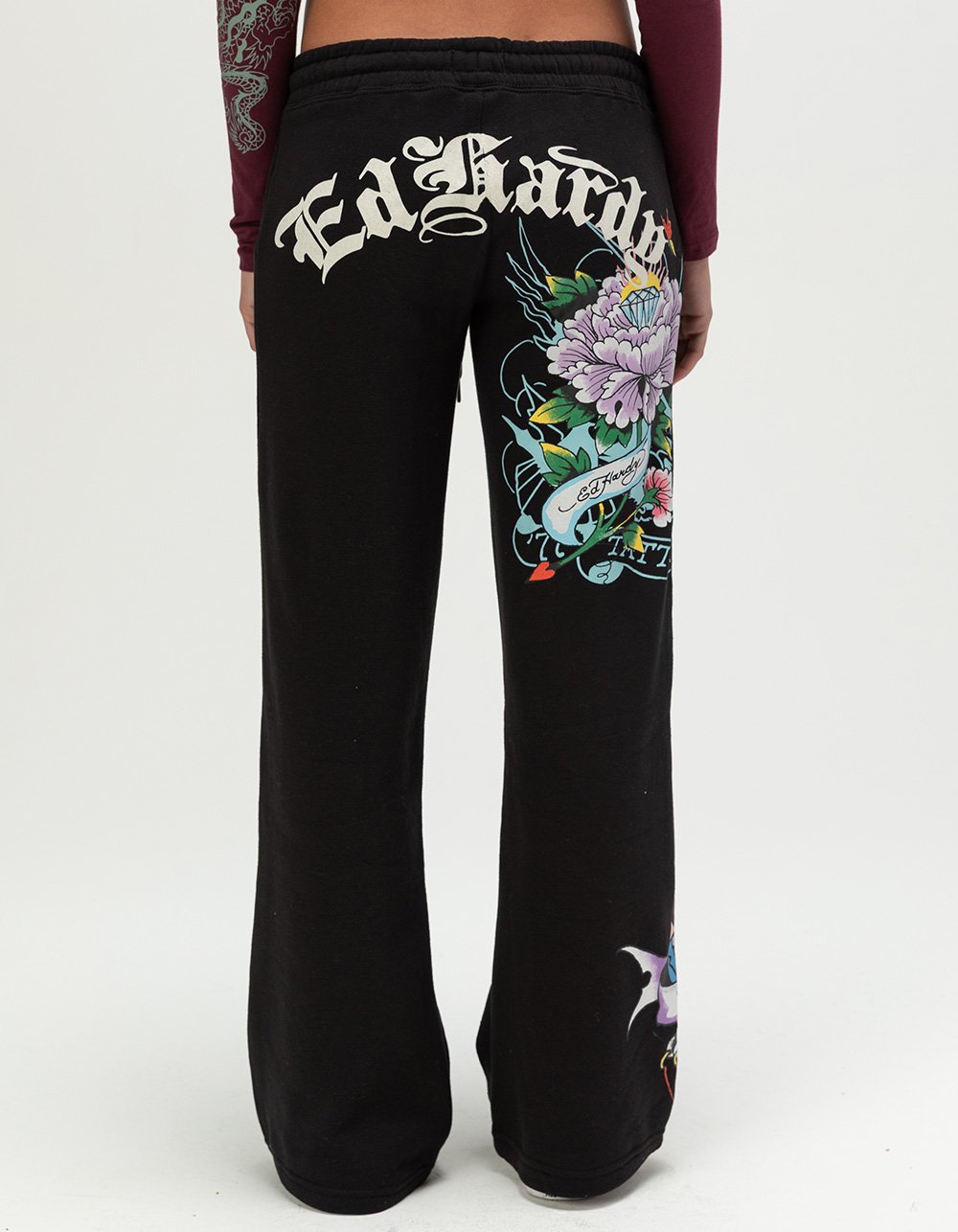 ED HARDY Ice Flower Womens Sweatpants - BLACK