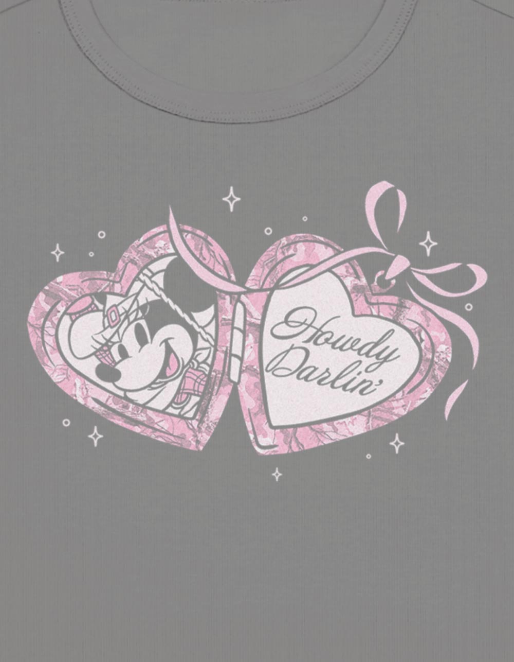 DISNEY Cowgirl Minnie Locket Womens Baby Tee - CHARCOAL