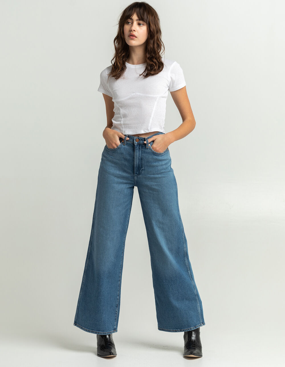 WRANGLER Worldwide Wide Leg Womens Jeans - MED BLAST | Tillys