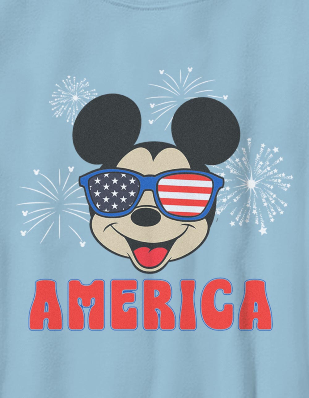 DISNEY Mickey Flag Glasses Unisex Kids Tee - LIGHT BLUE