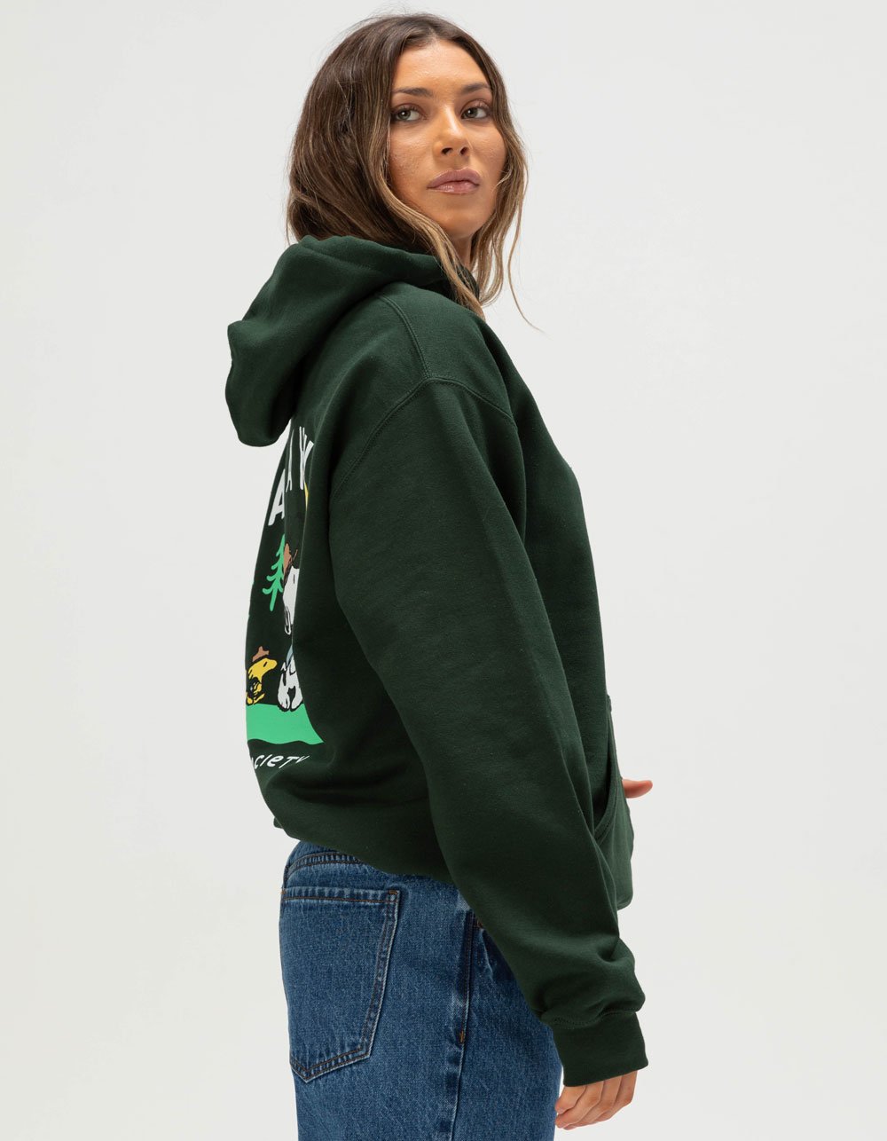 RIOT SOCIETY x Peanuts Take A Hike Womens Hoodie - GREEN