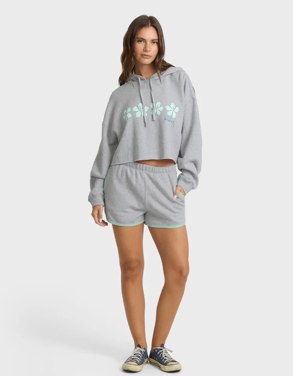 BILLABONG Palmer Womens Crop Hoodie - HEATHER GRAY