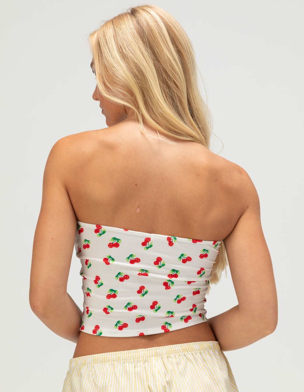 FULL TILT Cherry Womens Hanky Tube Top - WHITE COMBO