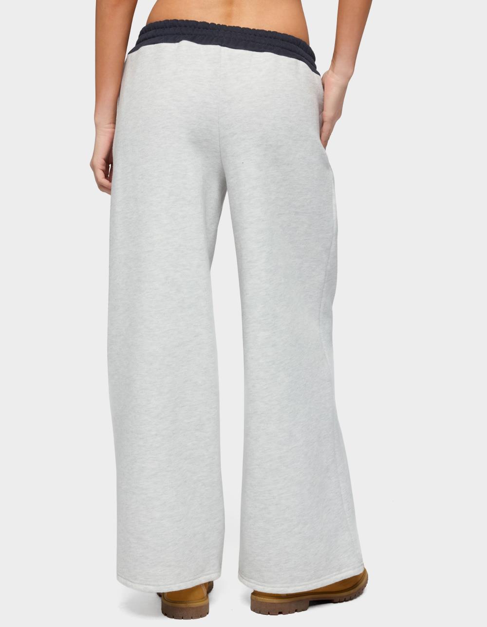 Edikted Petite Contrast Embroidered Sweatpants - GRAY