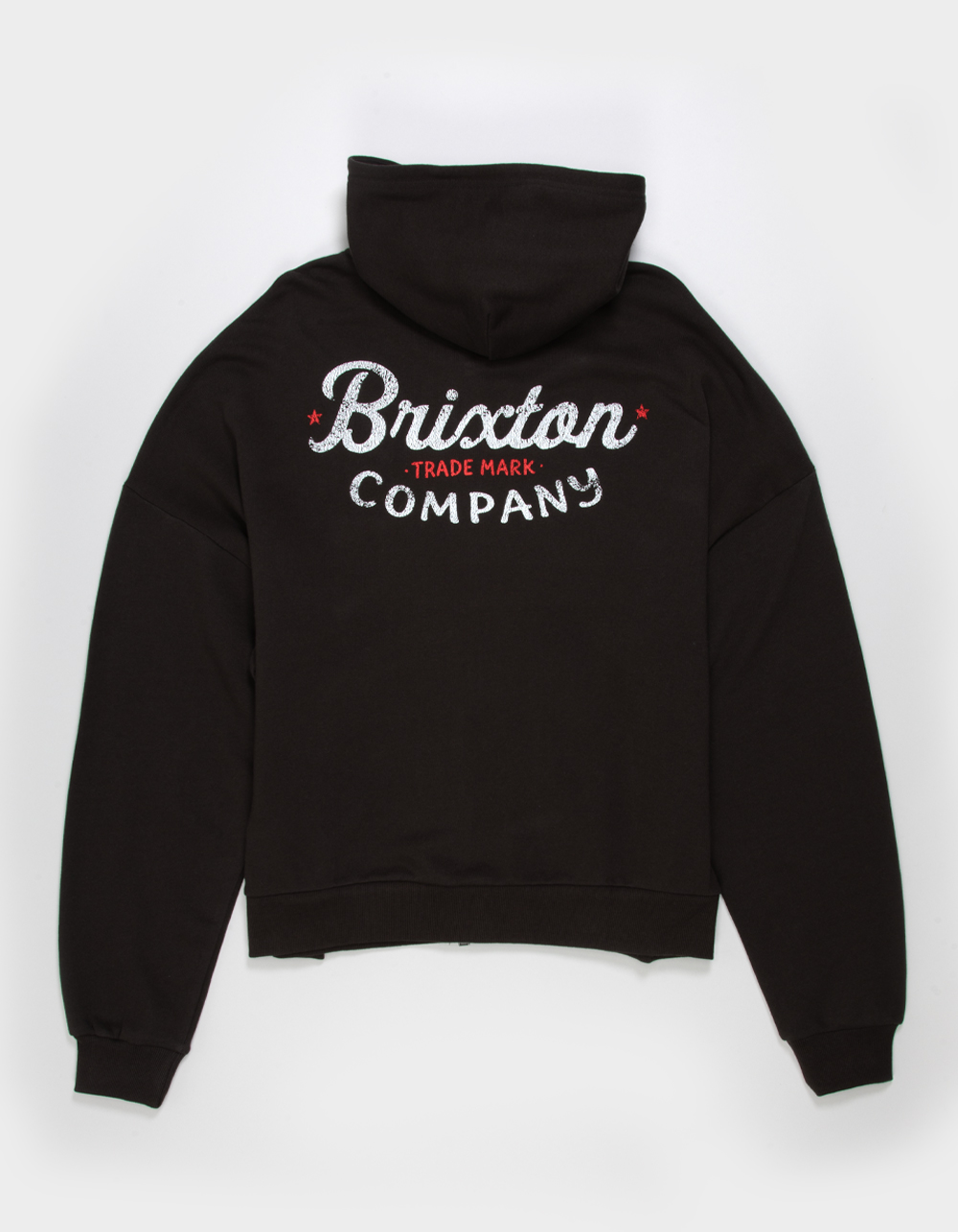 BRIXTON Banger Mens Oversized Zip-Up Hoodie - WASHED BLACK