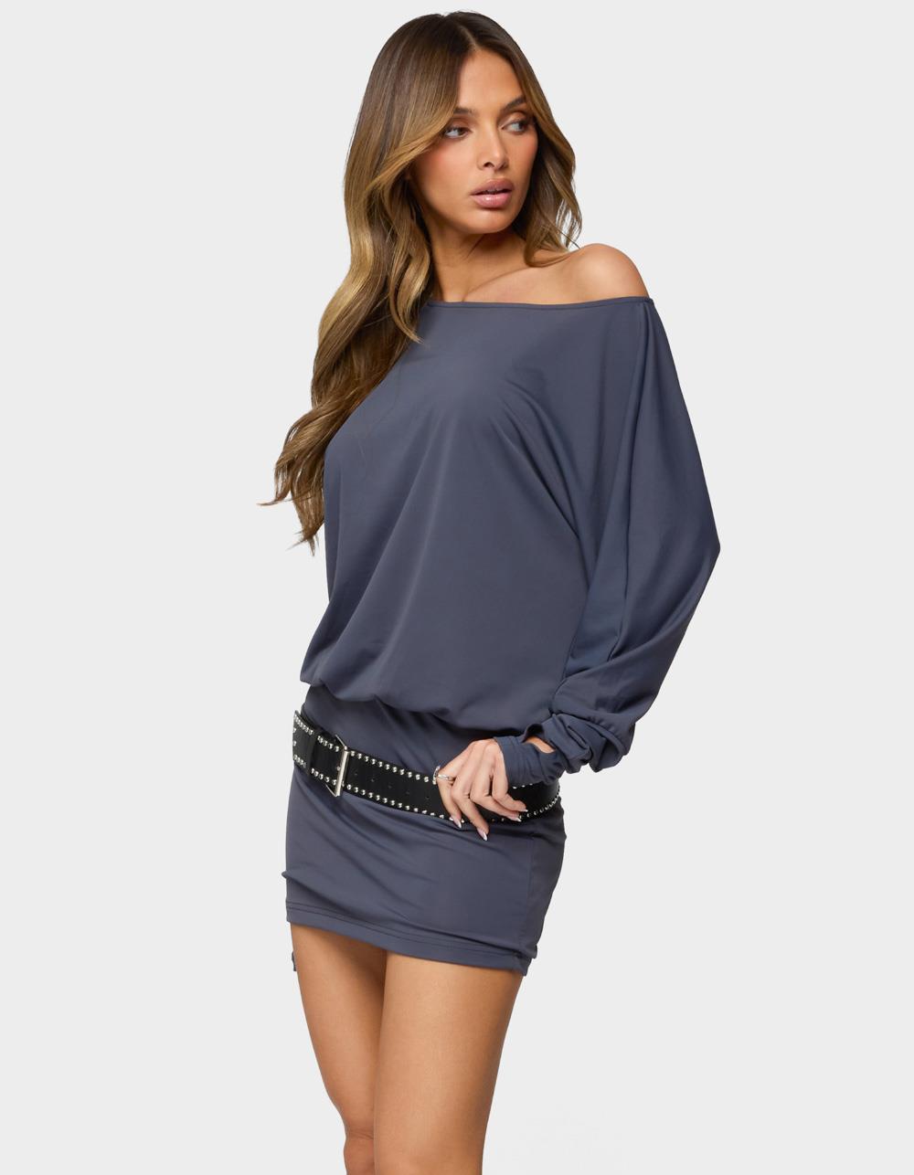 EDIKTED Venice Open Back Mini Dress - GRAY