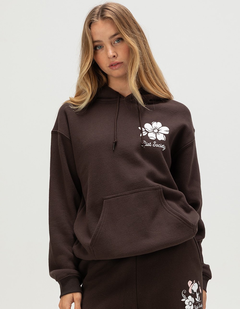 RIOT SOCIETY x Peanuts Hibiscus Womens Hoodie - BROWN