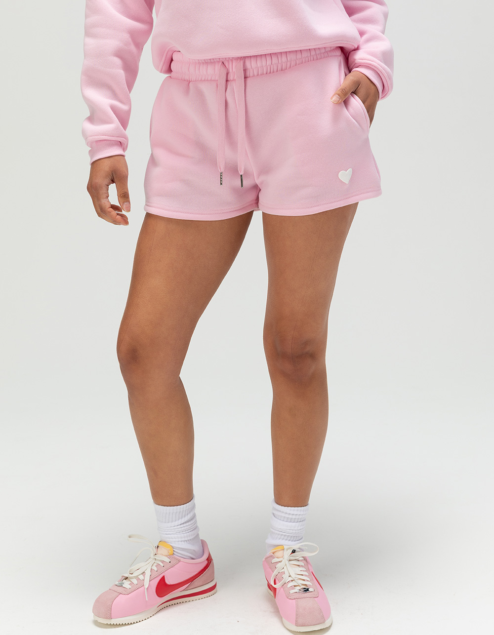 FULL TILT Womens Fleece Shorts - PINK