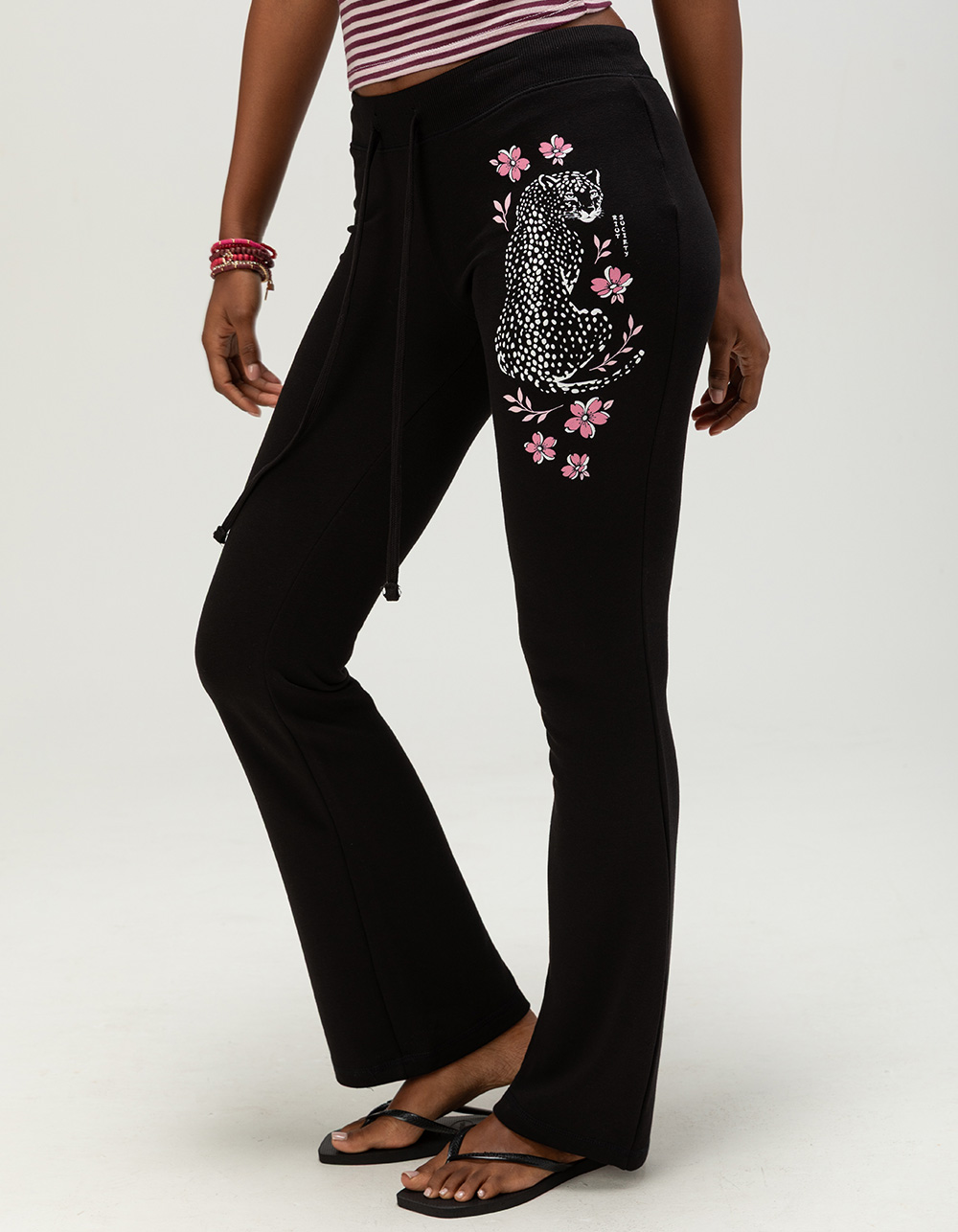 RIOT SOCIETY Cheetah Womens Sweatpants - BLACK