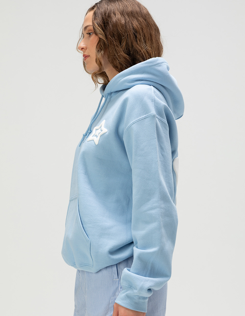 RIOT SOCIETY Star Womens Hoodie - LIGHT BLUE