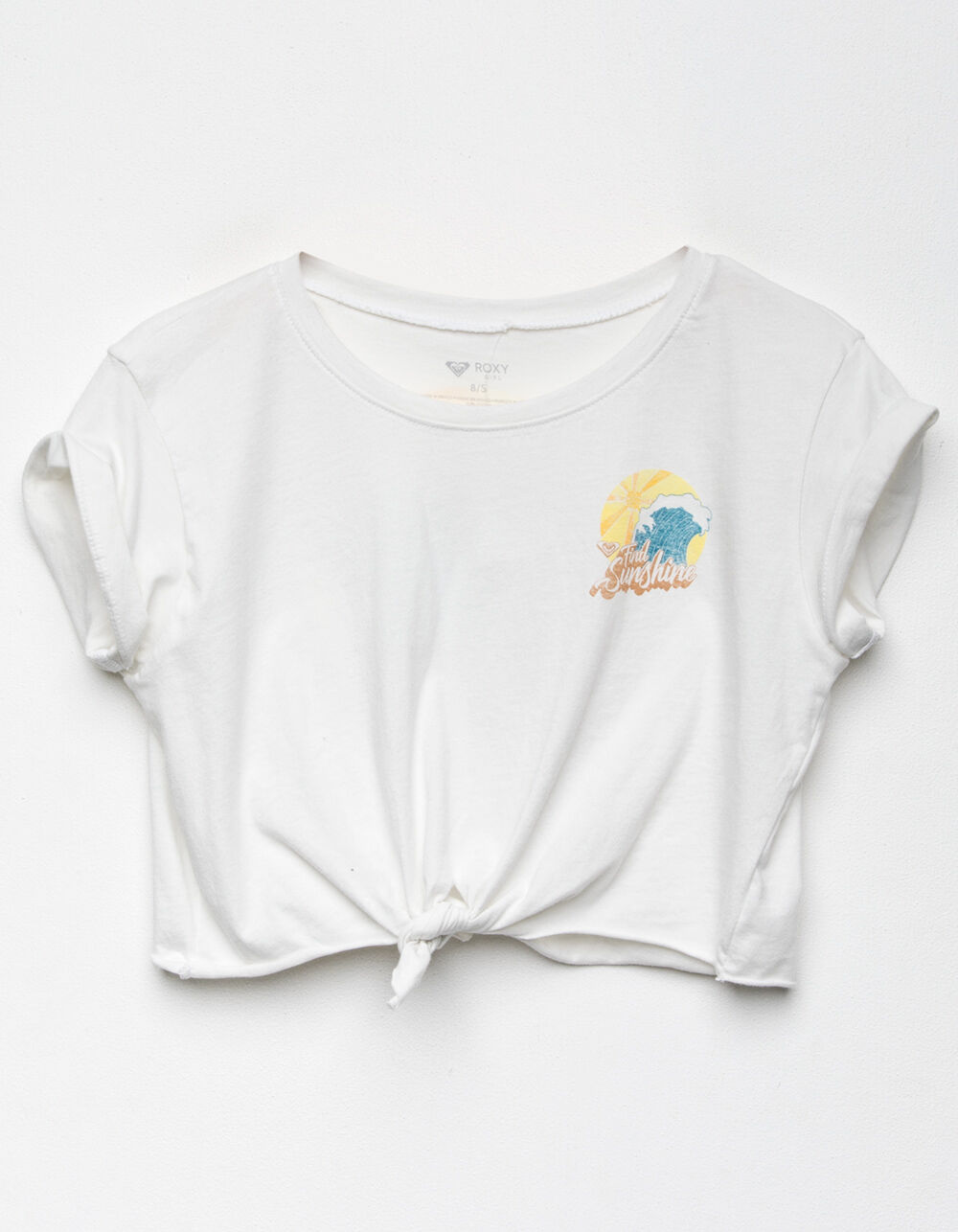 ROXY Catching Waves Girls Tie Front Tee - WHITE | Tillys