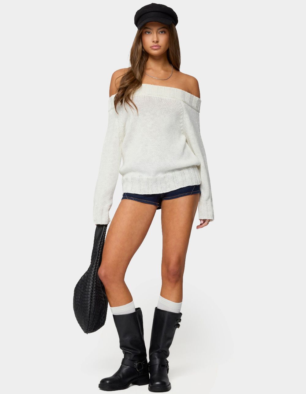 EDIKTED Noemi Off Shoulder Sweater - WHITE