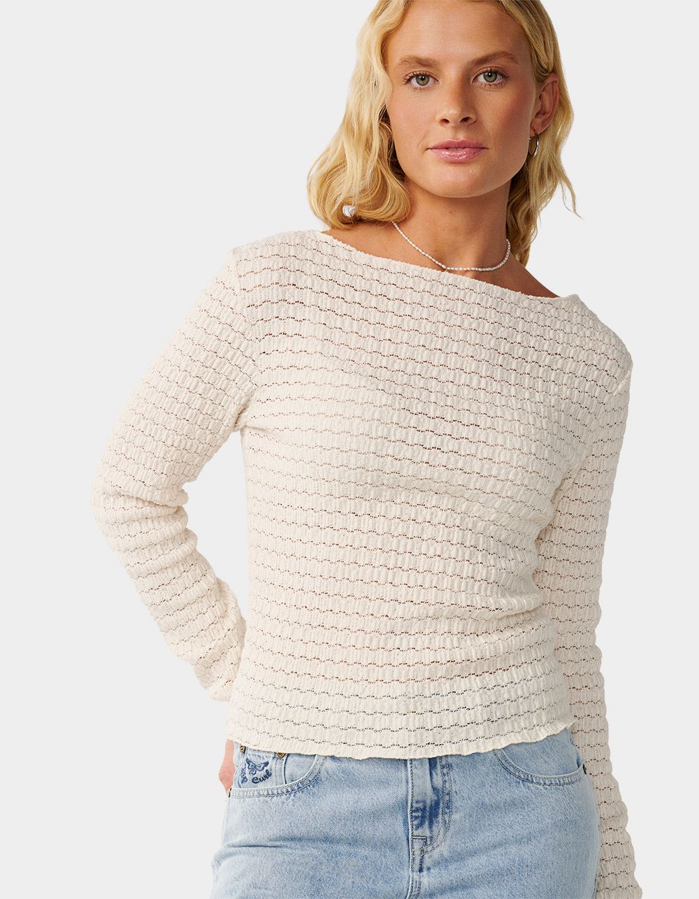 RIP CURL Bossa Nova Textured Womens Long Sleeve Tee - BONE