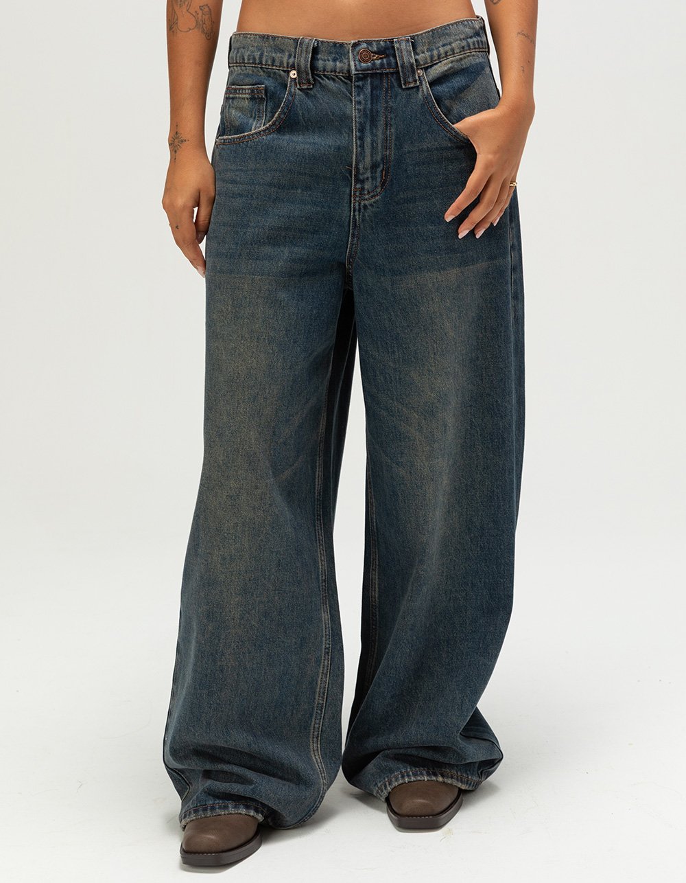 RSQ Womens Low Rise Ultra Baggy Jeans  - DARK VINTAGE