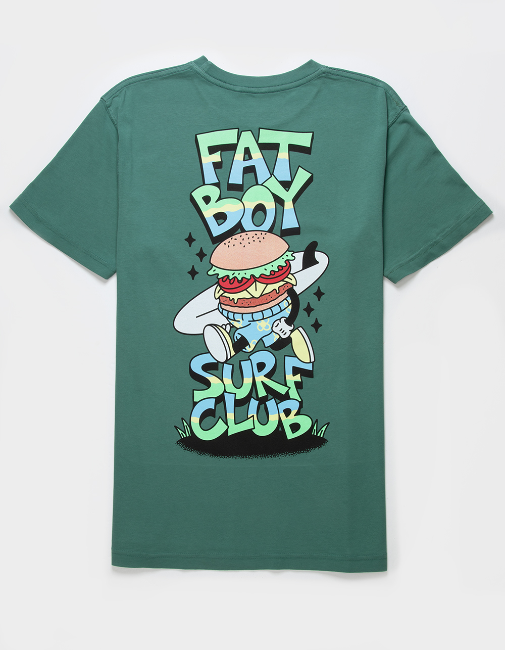 FAT BOY SURF CLUB Burger Surfer Mens Tee GREEN Tillys fat-boy-surf-club-burger-surfer-mens-tee-green-tillys