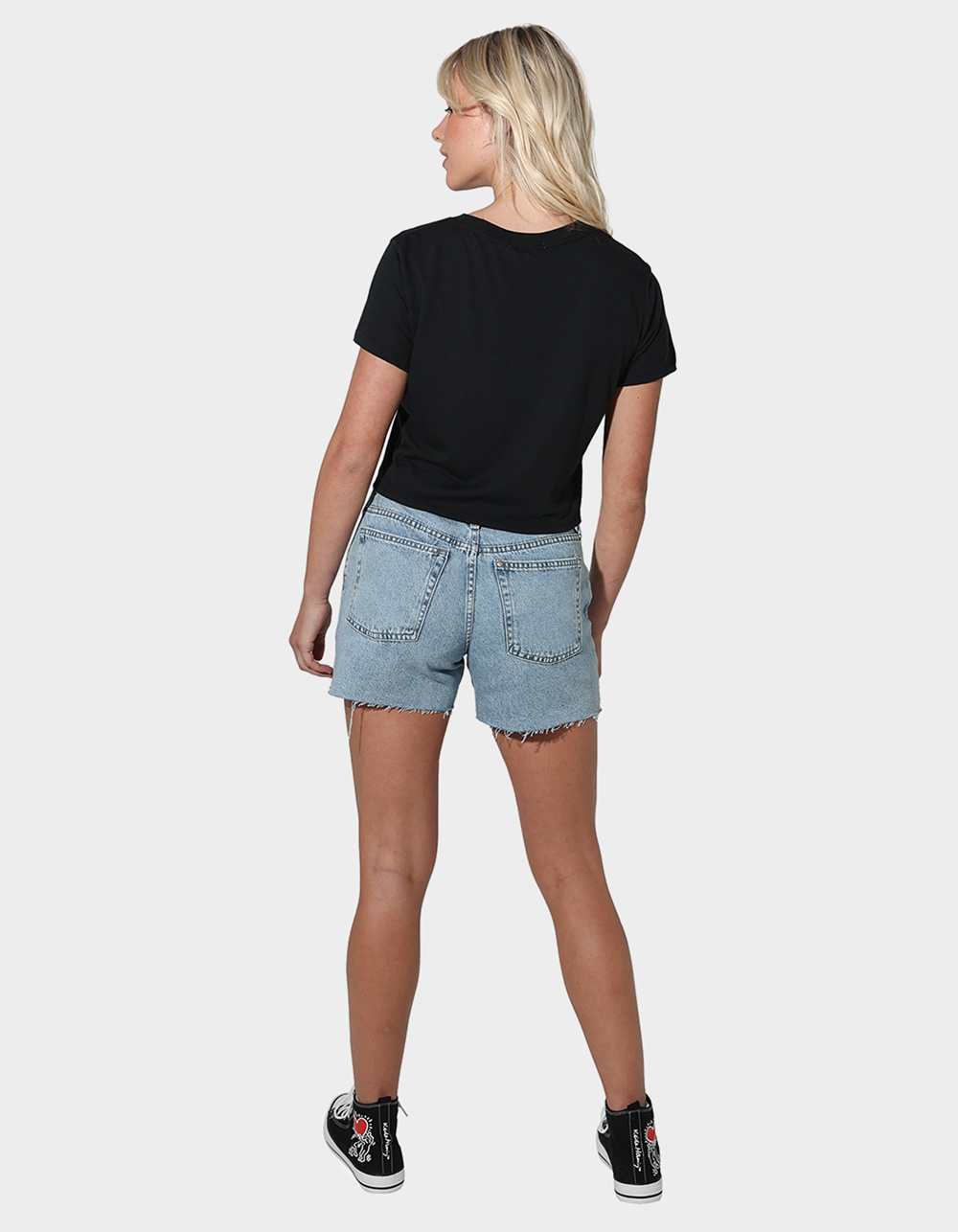 NORTHWESTERN UNIVERSITY Wildcats Womens Cropped Tee - BLACK
