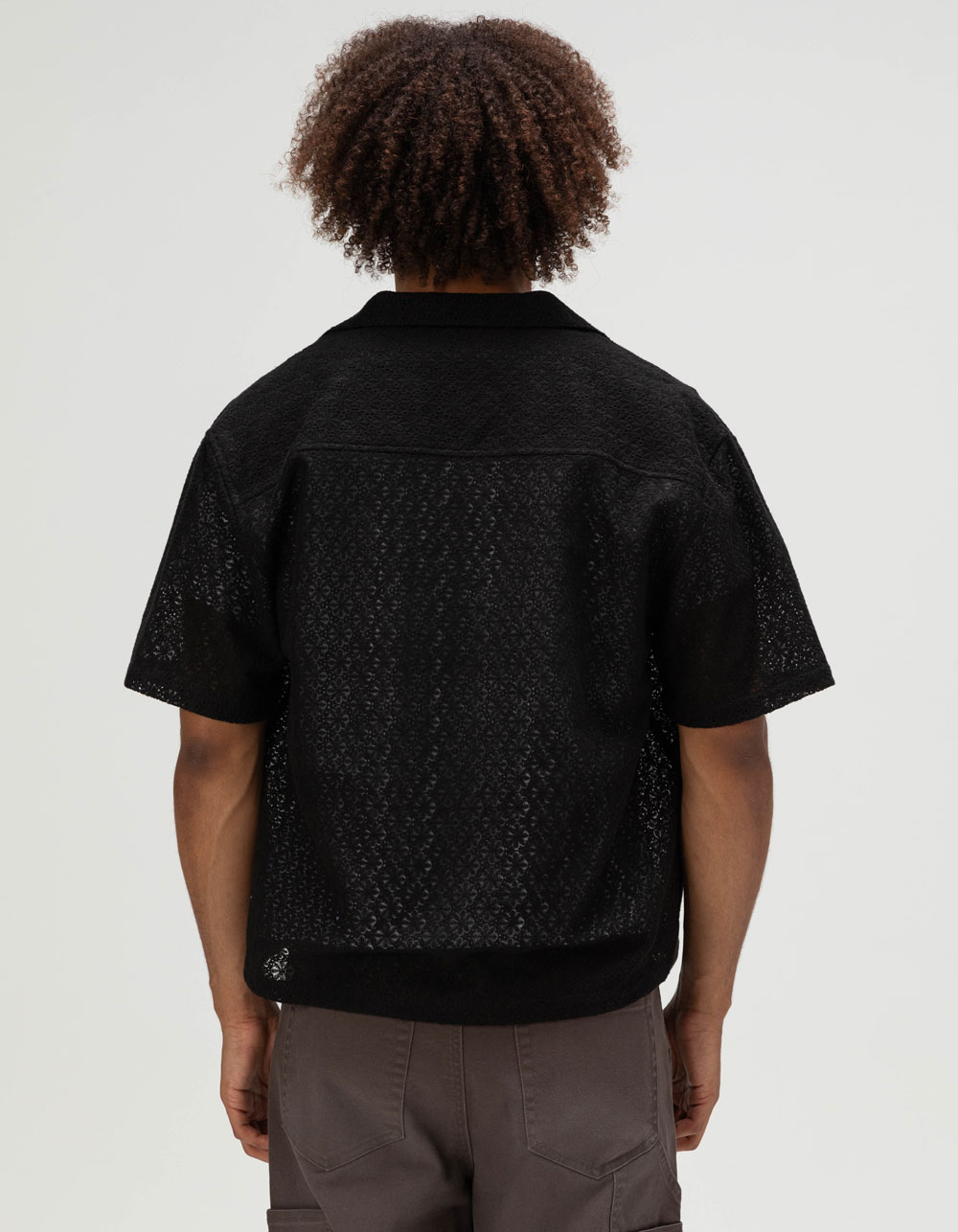 RSQ Mens Lace Camp Shirt - BLACK