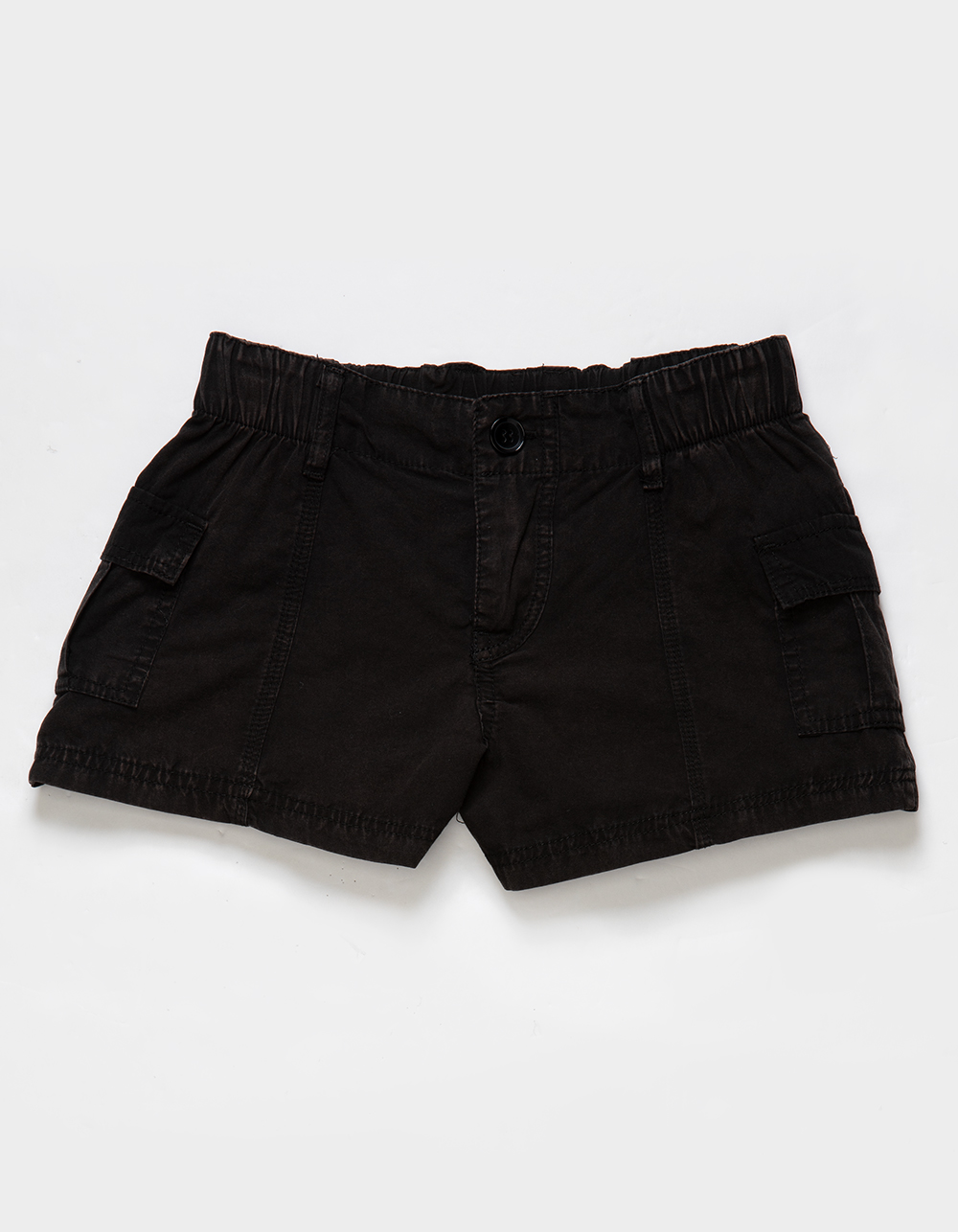 FULL TILT Washed Elastic Waist Girls Cargo Shorts - WASHED BLACK