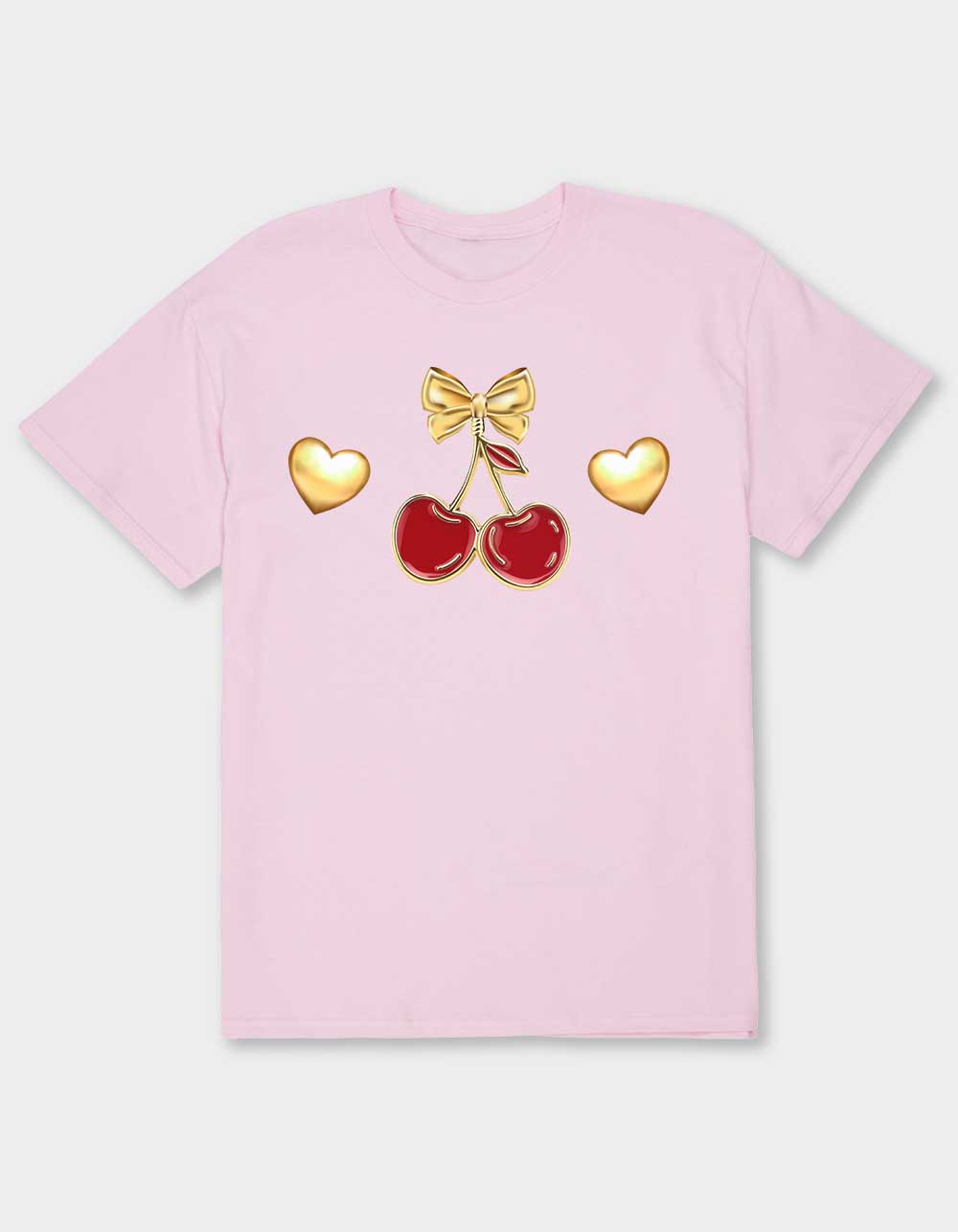 CHERRIES Gold Charms Unisex Tee - LIGHT PINK
