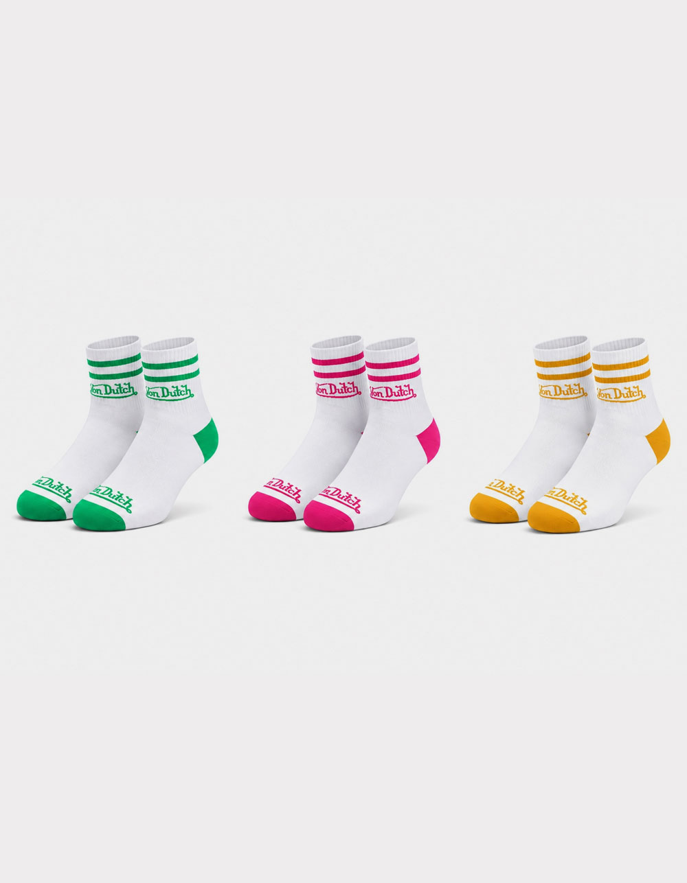 VON DUTCH Originals 3 Pack Womens Quarter Crew Socks - MULTI