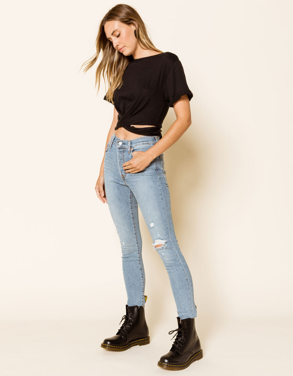 WEST OF MELROSE Open To Anything Black Womens Tie Back Tee - BLACK | Tillys