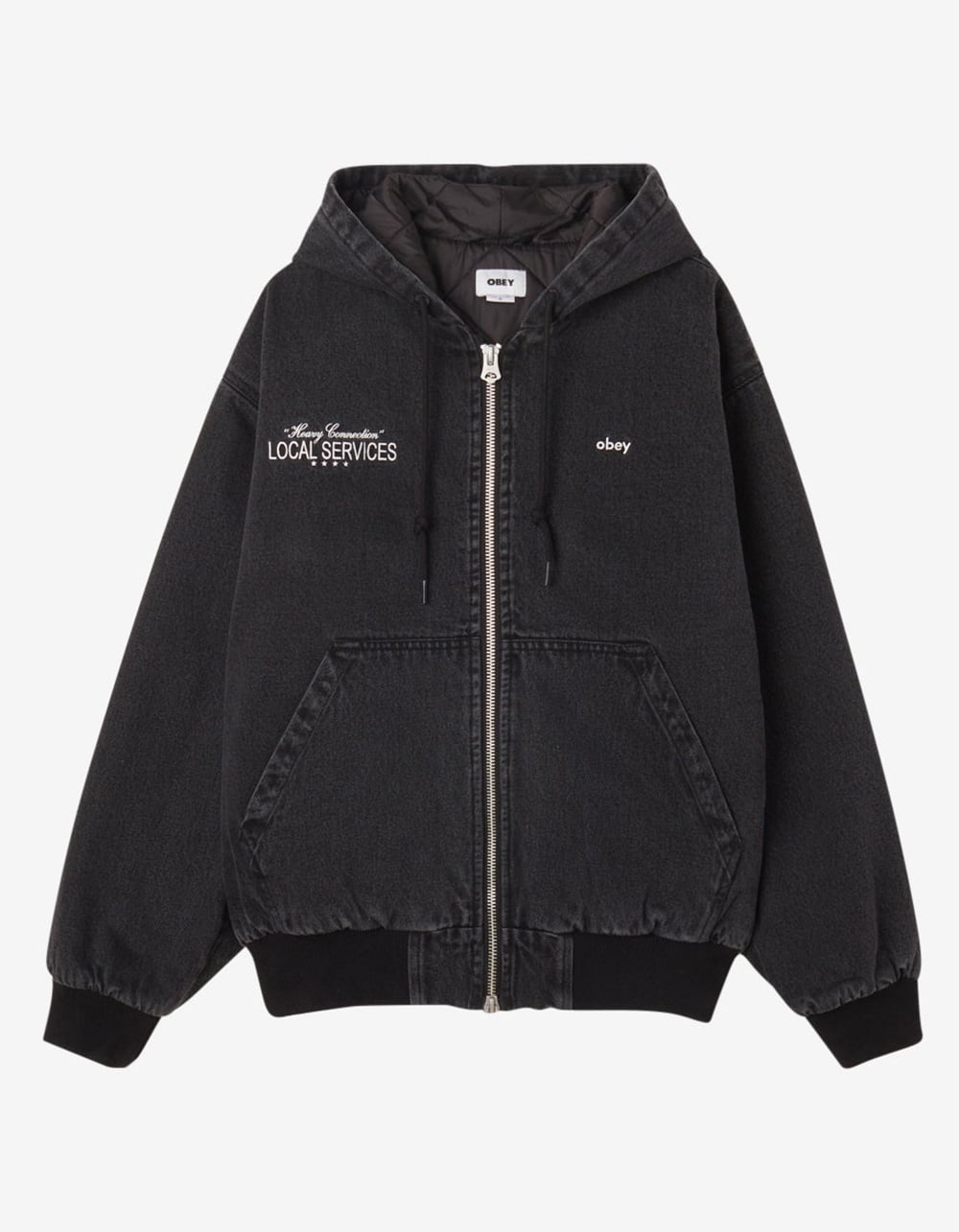 OBEY Local Service Mens Zip-Up Jacket - WASHED BLACK
