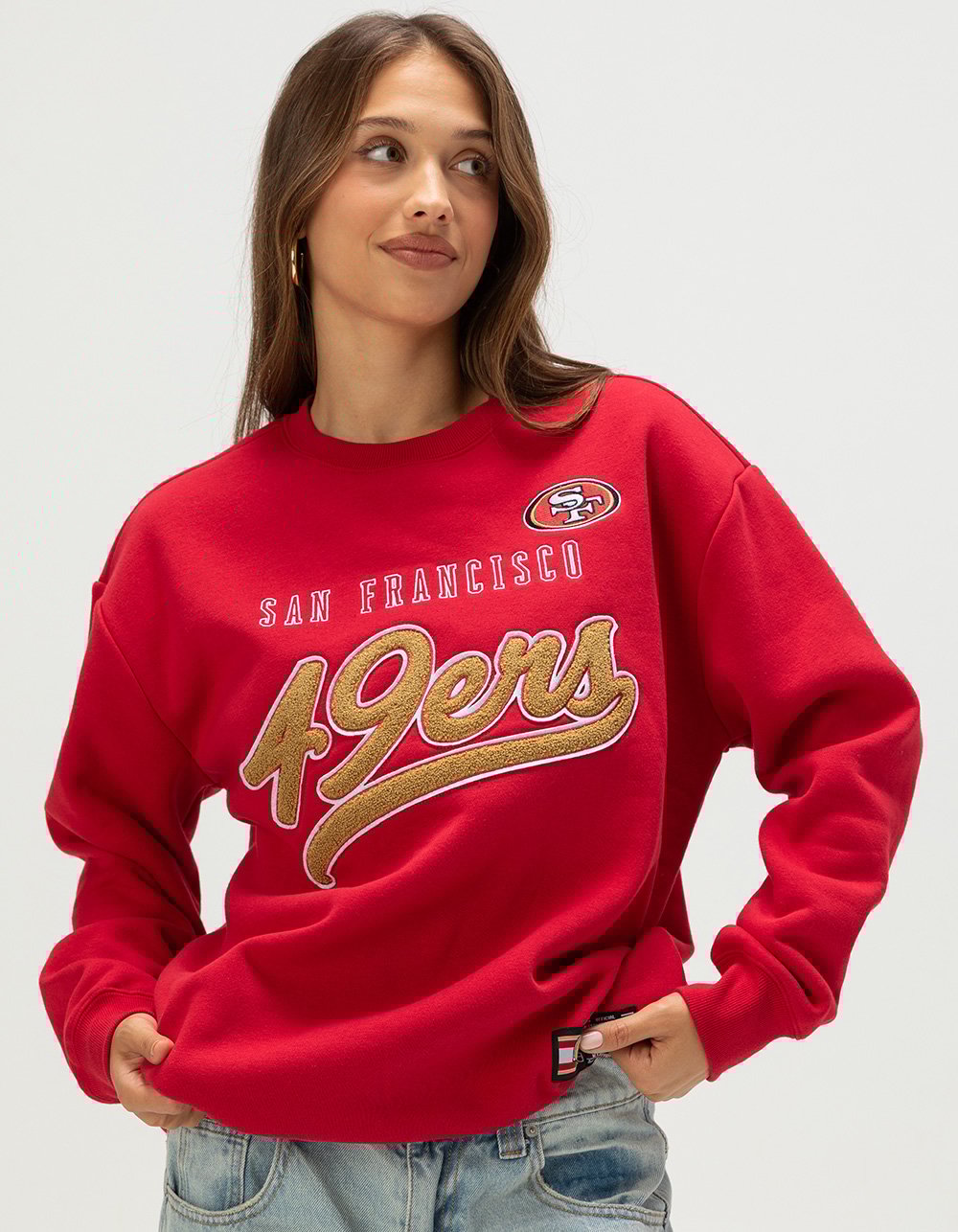 SAN FRANCISCO 49ERS Script Womens Crewneck Sweatshirt - RED