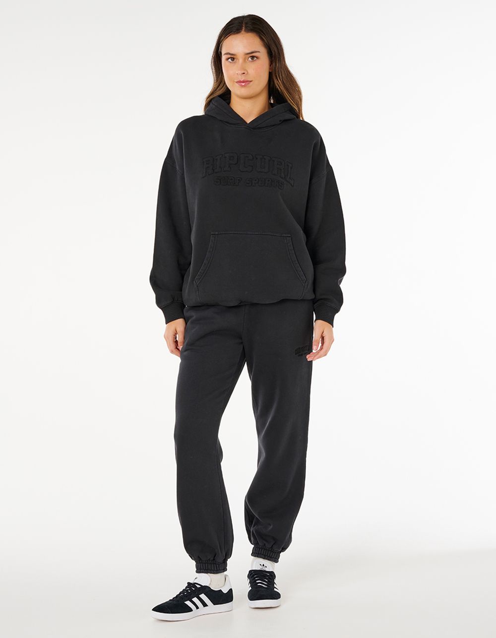 RIP CURL Varsity Sports Womens Oversized Hoodie - BLACK