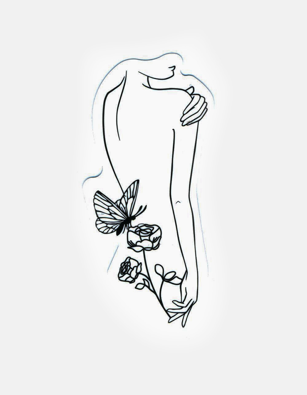 Body Floral Sticker - BLACK