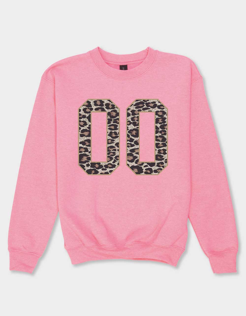 LEOPARD Double Zero Girls Crewneck Sweatshirt - HOT PINK